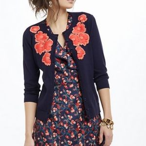 Anthropologie Tabitha Firebloom navy cardigan s